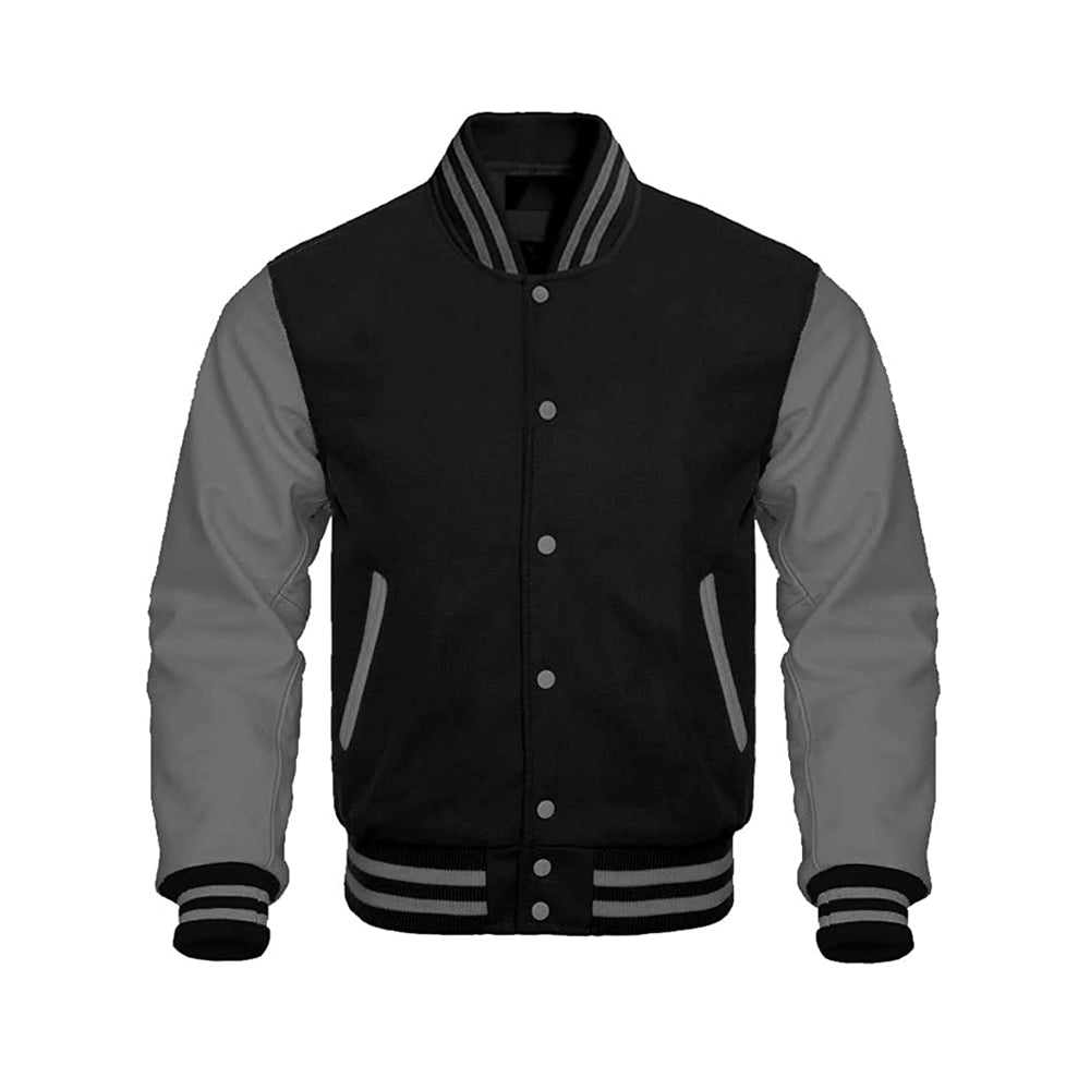 College Look Varsity Jacket With Wool Body