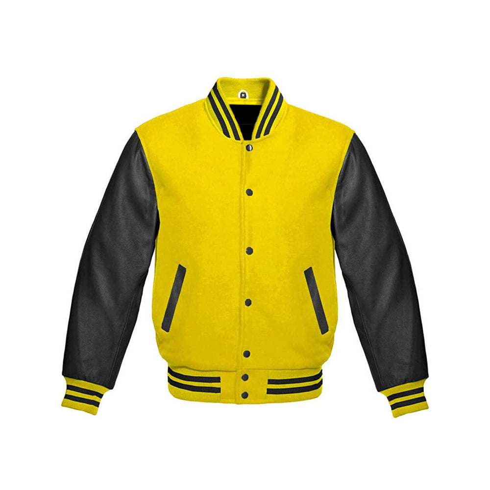 Modern Athletic Varsity Jacket With Leather Sleeves
