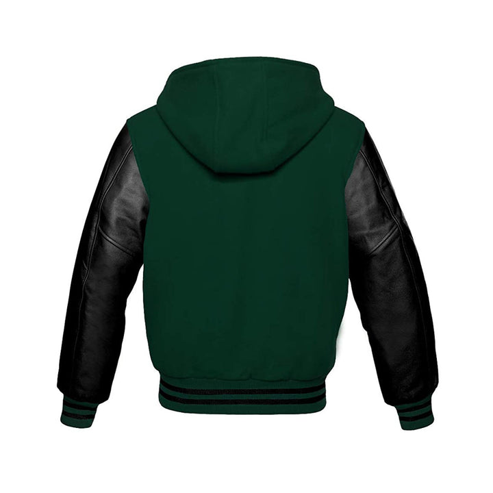 Modren Hoodie Varsity Jacket With Leather Sleeves