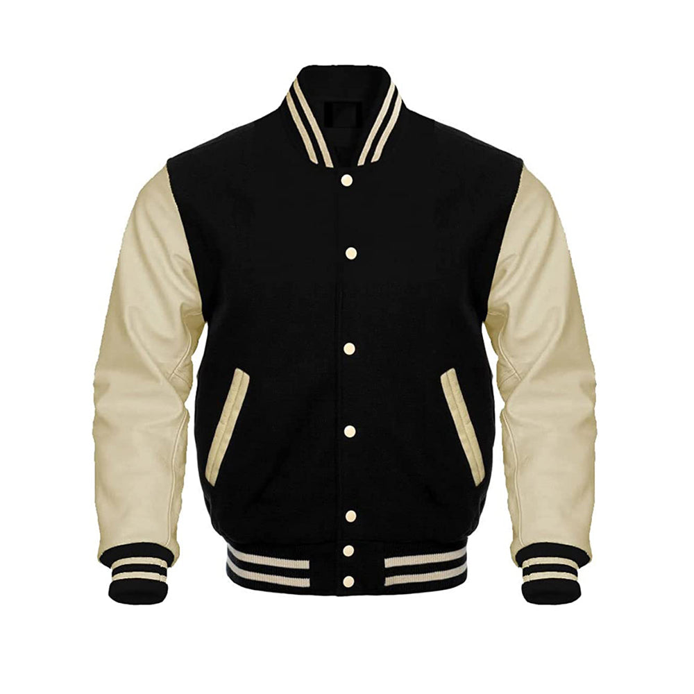 Classic Look Wool And Leather Varsity Jacket