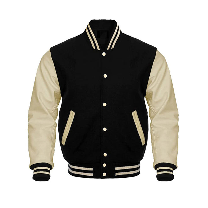 Classic Look Wool And Leather Varsity Jacket