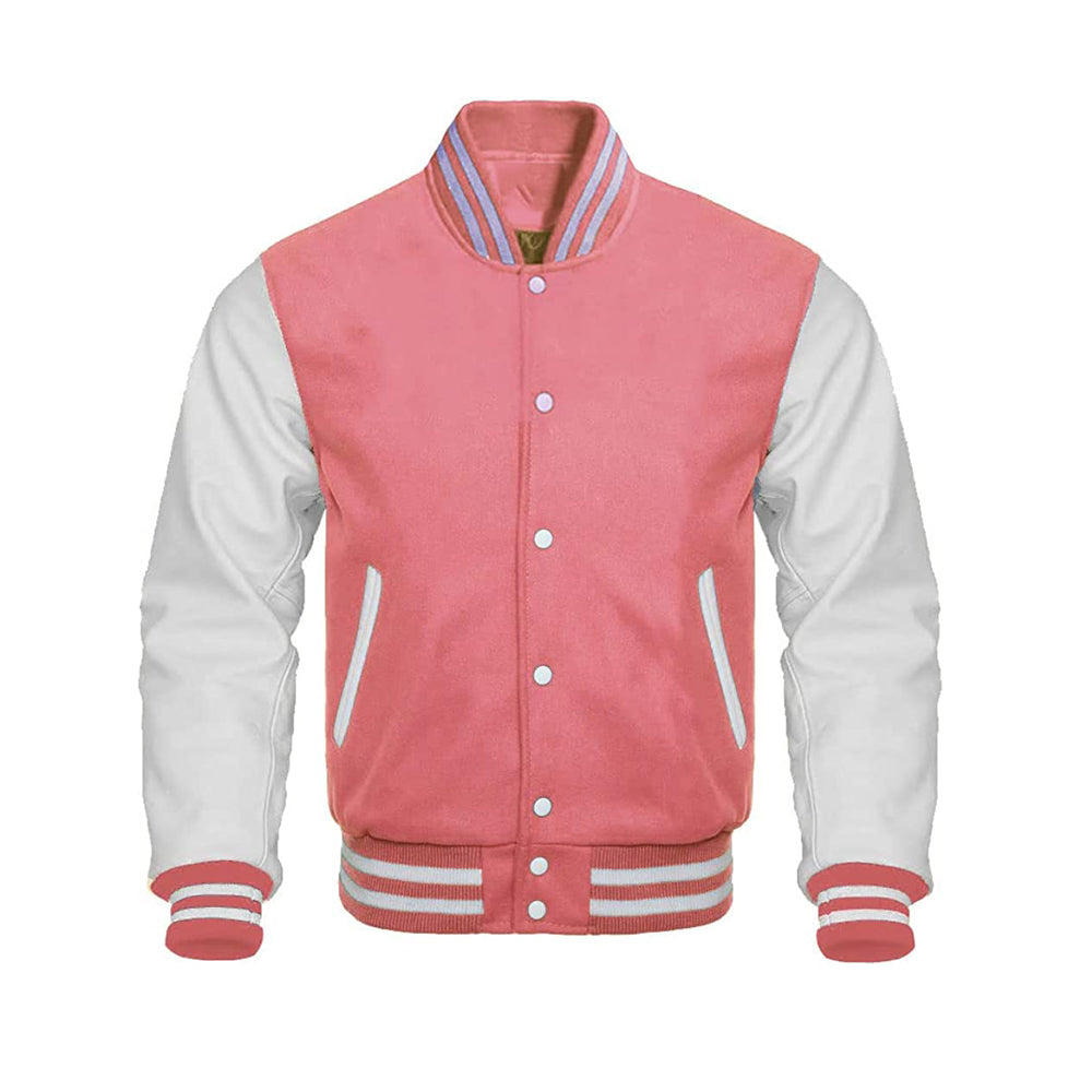 Modern Athletic Varsity Jacket With Leather Sleeves