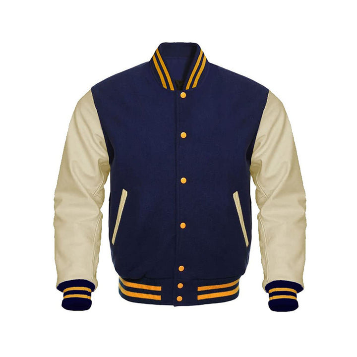 Real Leather Sleeve Varsity Jacket