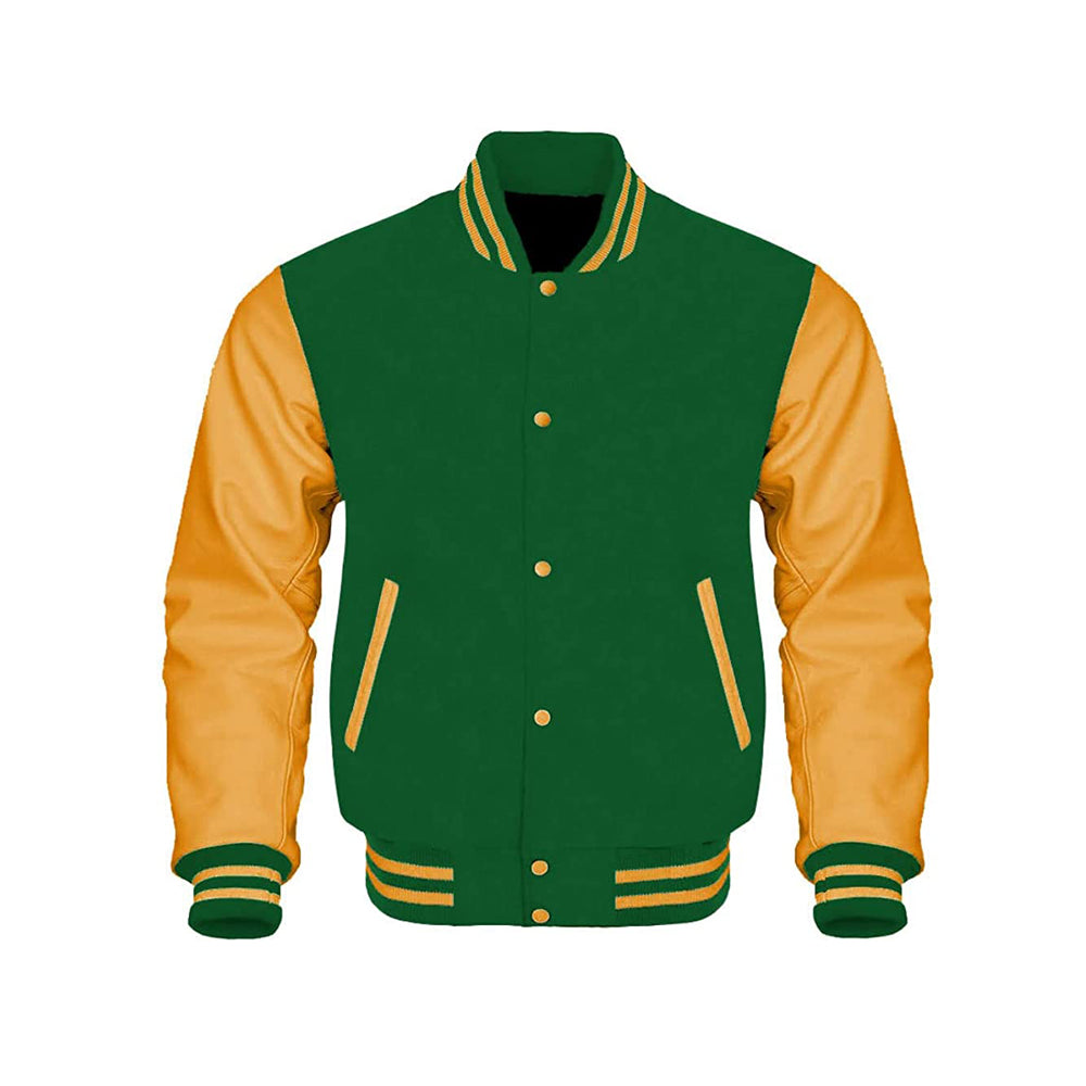 Soft Touch Wool Leather Sleeve Varsity Jacket