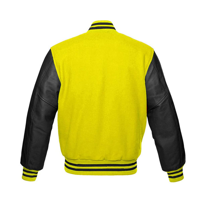 Modern Athletic Varsity Jacket With Leather Sleeves