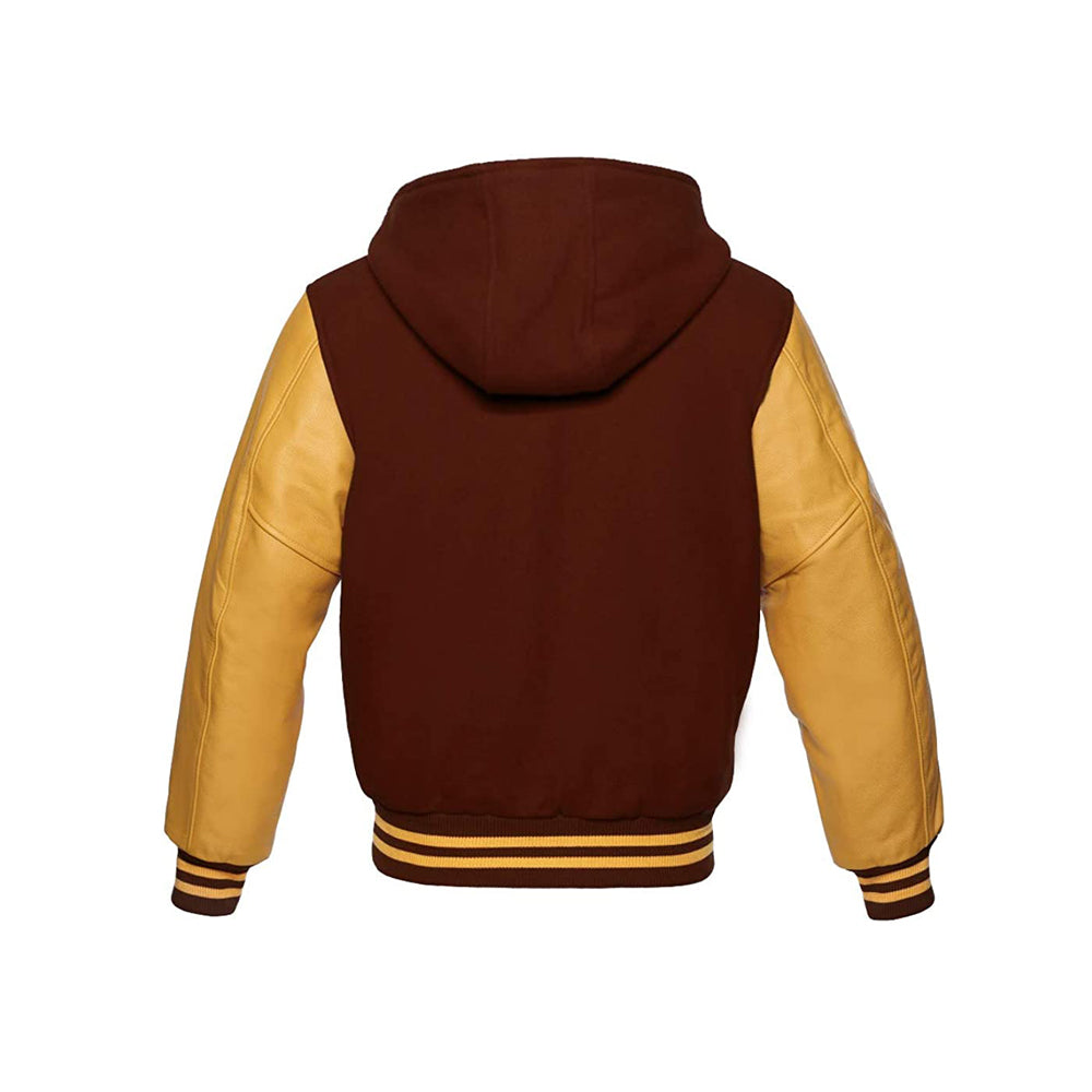 Modren Hoodie Varsity Jacket With Leather Sleeves
