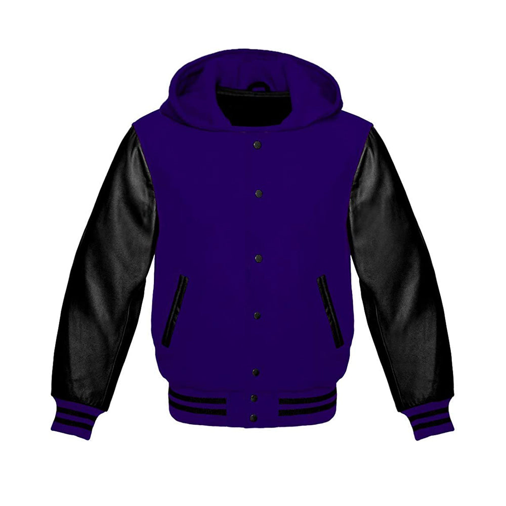 Modren Hoodie Varsity Jacket With Leather Sleeves