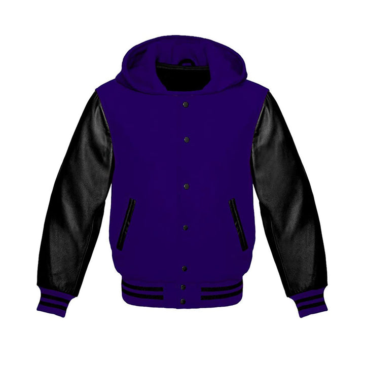 Modren Hoodie Varsity Jacket With Leather Sleeves