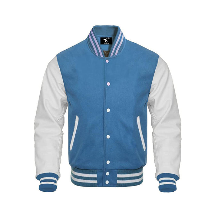 Modern Athletic Varsity Jacket With Leather Sleeves