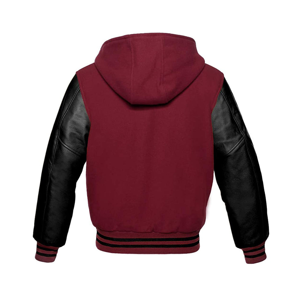 Modren Hoodie Varsity Jacket With Leather Sleeves