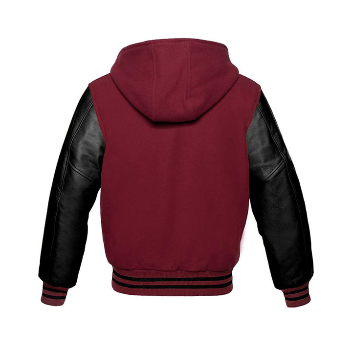 Modren Hoodie Varsity Jacket With Leather Sleeves
