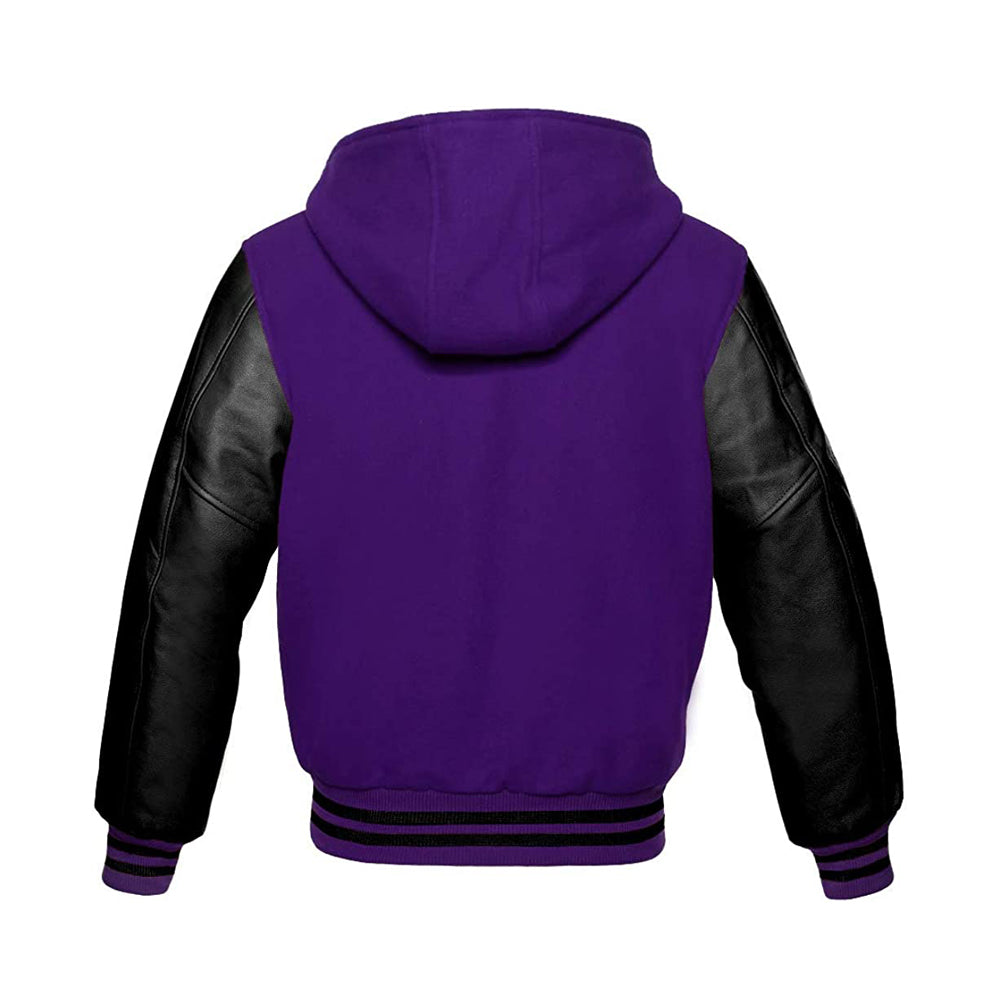 Modren Hoodie Varsity Jacket With Leather Sleeves