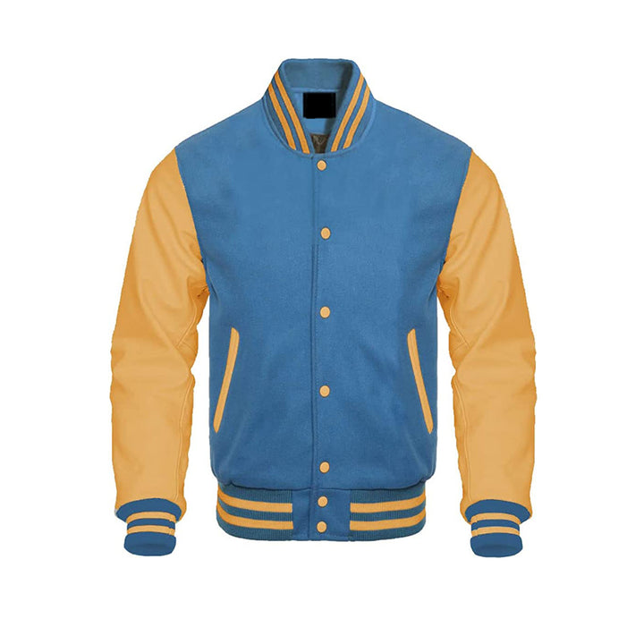 Modern Athletic Varsity Jacket With Leather Sleeves