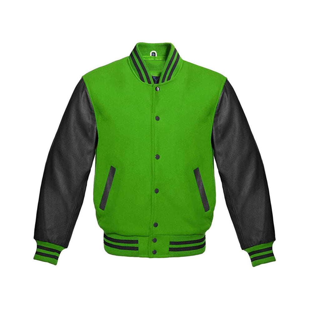 Athletic Style Varsity Jacket With Wool Body