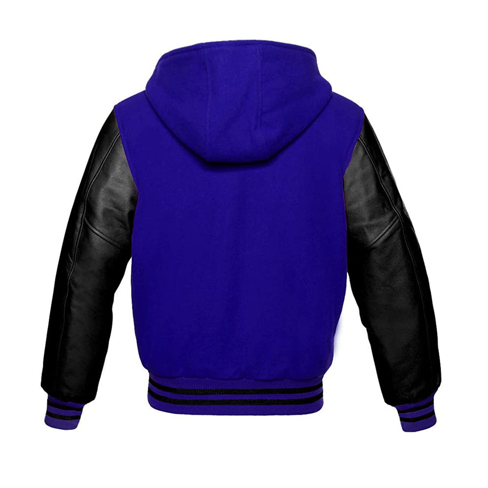 Modren Hoodie Varsity Jacket With Leather Sleeves