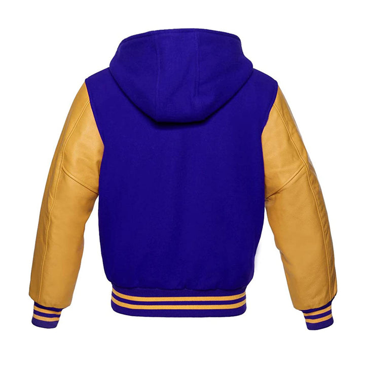 Modren Hoodie Varsity Jacket With Leather Sleeves