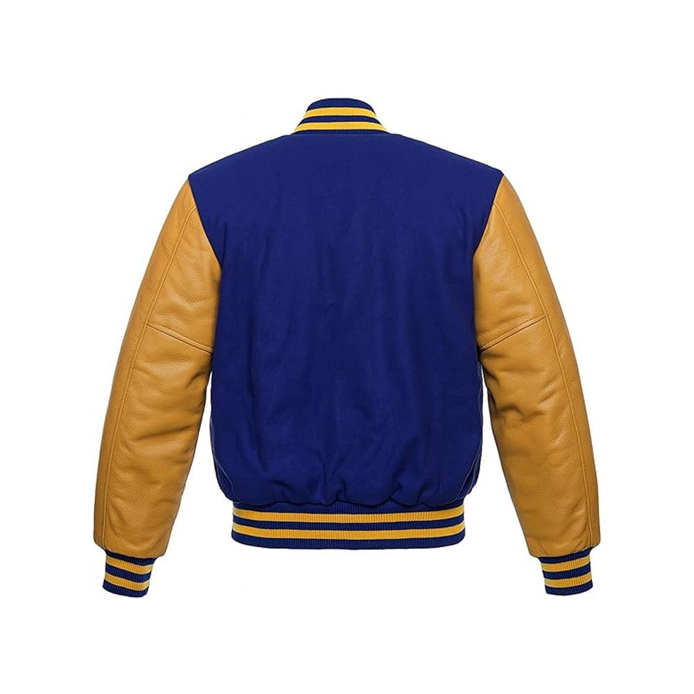Unisex Wool Varsity Jacket with Real Leather Sleeves