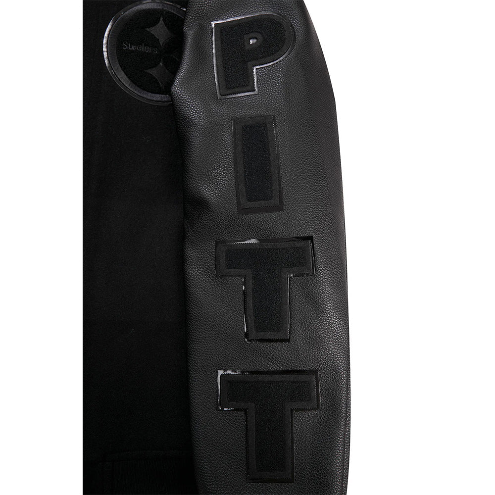 NFL PITTSBURGH STEELERS TRIPLE BLACK MEN'S MEN'S WOOL VARSITY JACKET