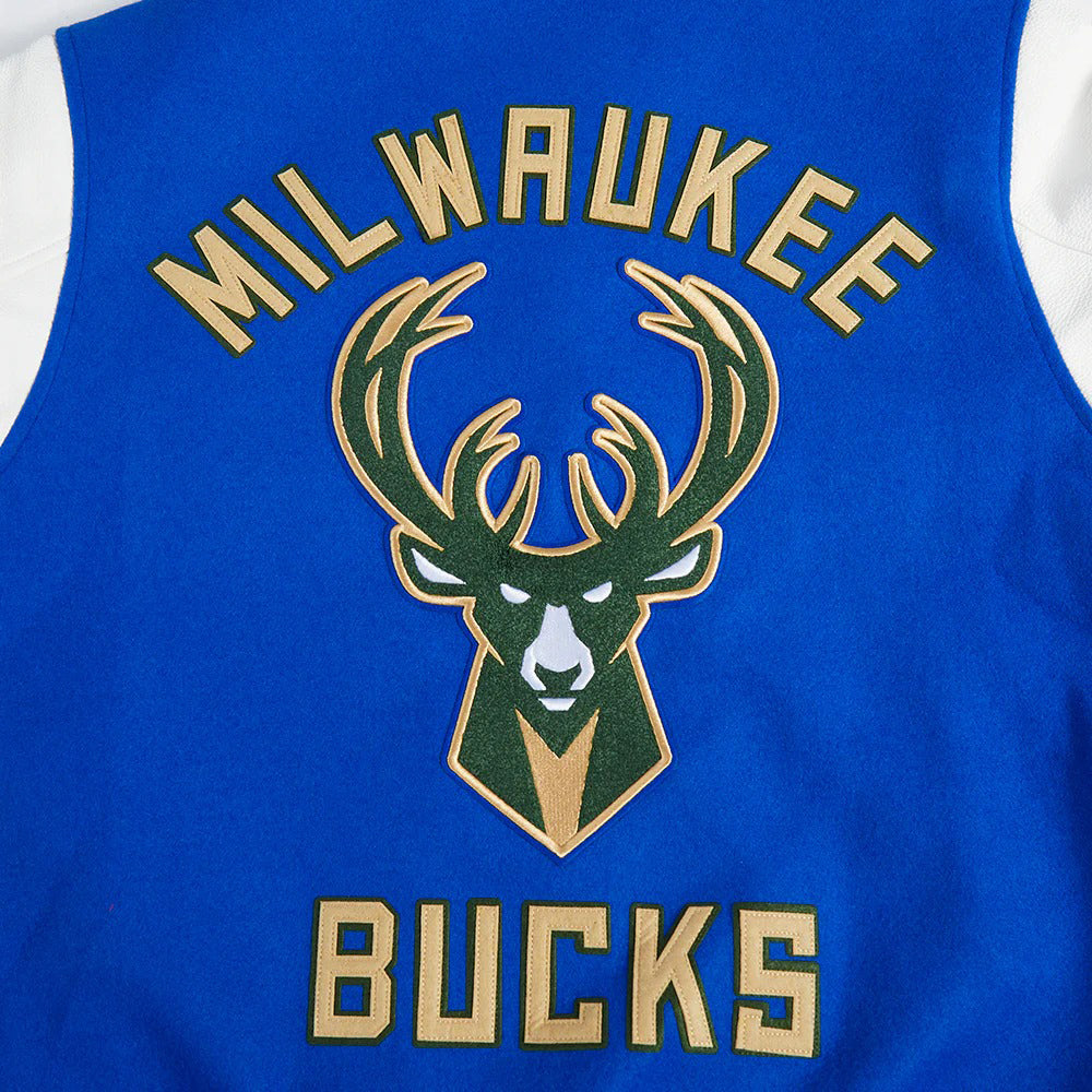 NBA MILWAUKEE BUCKS CITY EDITION 24-25 MEN'S RIB WOOL VARSITY JACKET