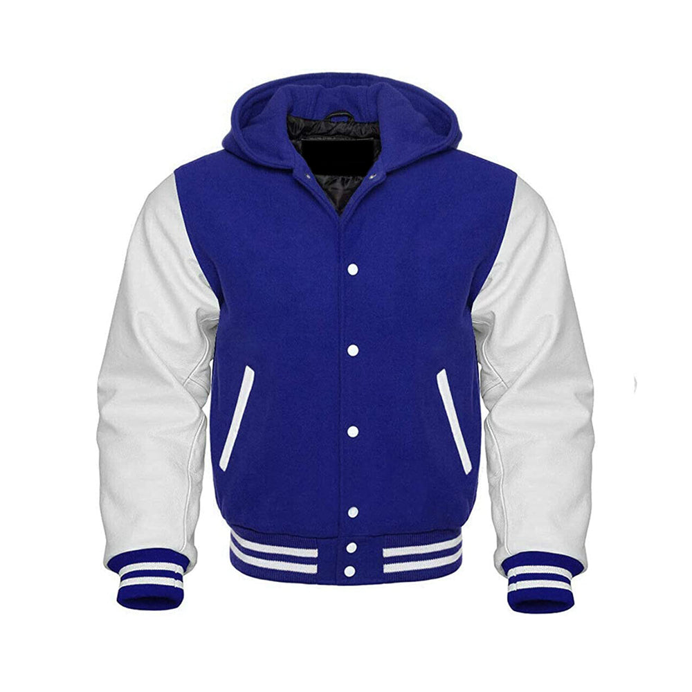 Modren Hoodie Varsity Jacket With Leather Sleeves