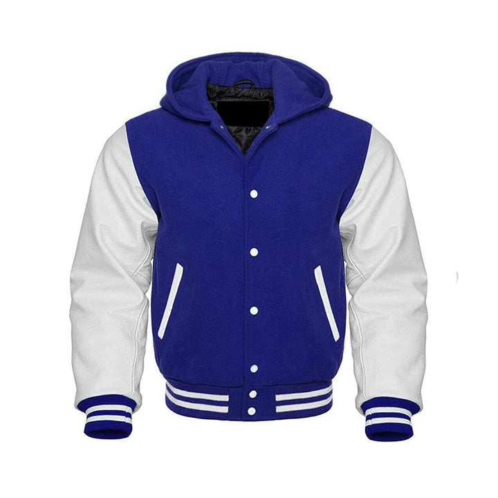 Modren Hoodie Varsity Jacket With Leather Sleeves