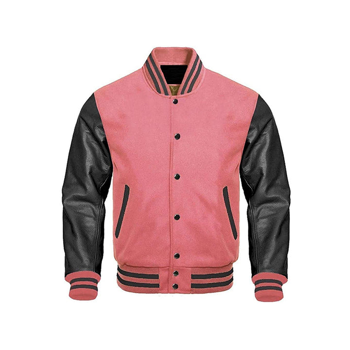 Modern Athletic Varsity Jacket With Leather Sleeves