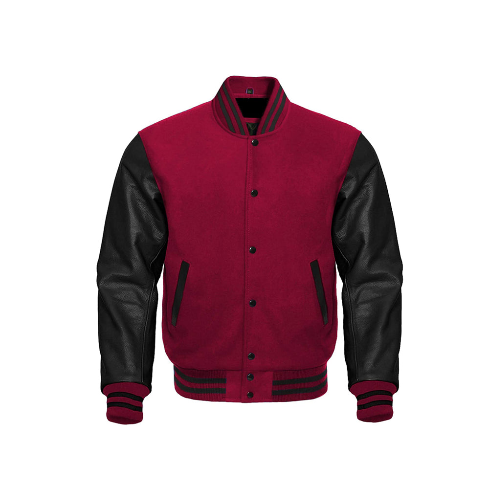 Leather Sleeve Bomber Style Varsity Jacket