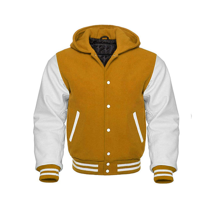 Modren Hoodie Varsity Jacket With Leather Sleeves