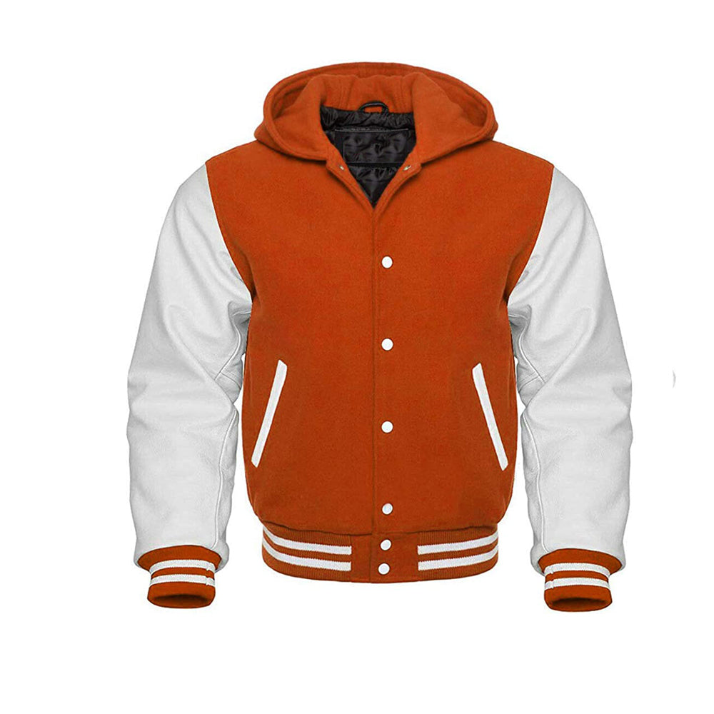 Modren Hoodie Varsity Jacket With Leather Sleeves