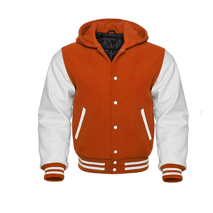 Modren Hoodie Varsity Jacket With Leather Sleeves
