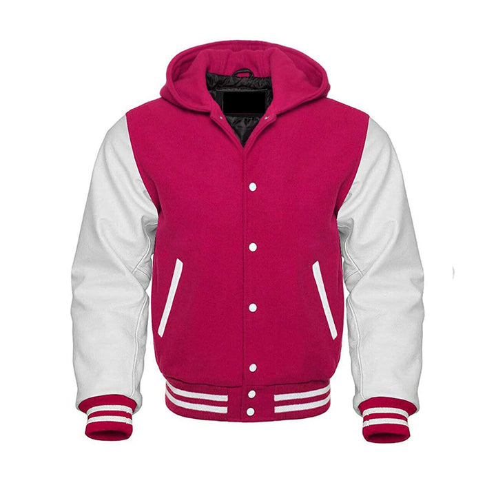 Modren Hoodie Varsity Jacket With Leather Sleeves