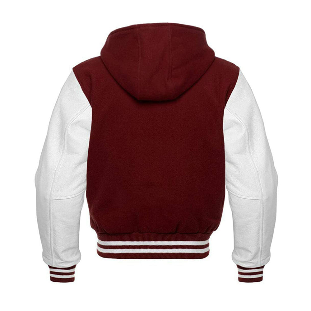 Modren Hoodie Varsity Jacket With Leather Sleeves
