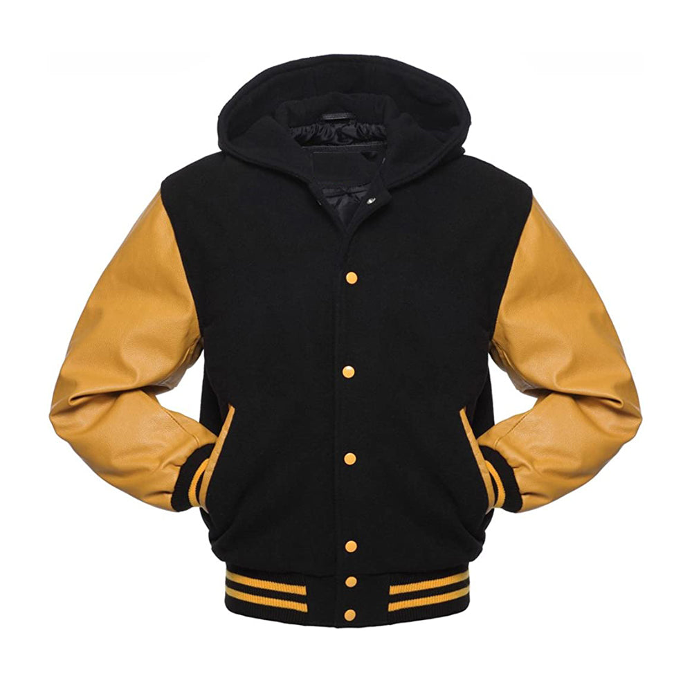 Modren Hoodie Varsity Jacket With Leather Sleeves