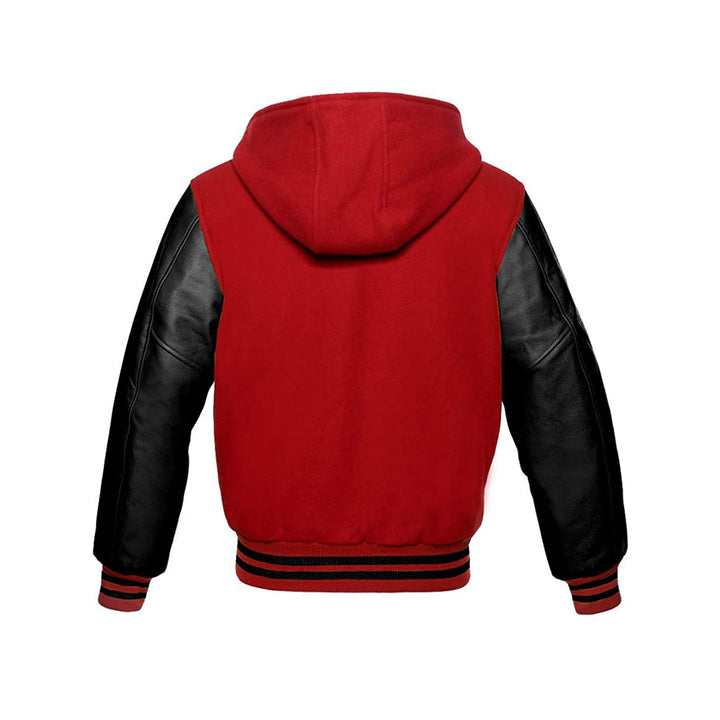 Modren Hoodie Varsity Jacket With Leather Sleeves