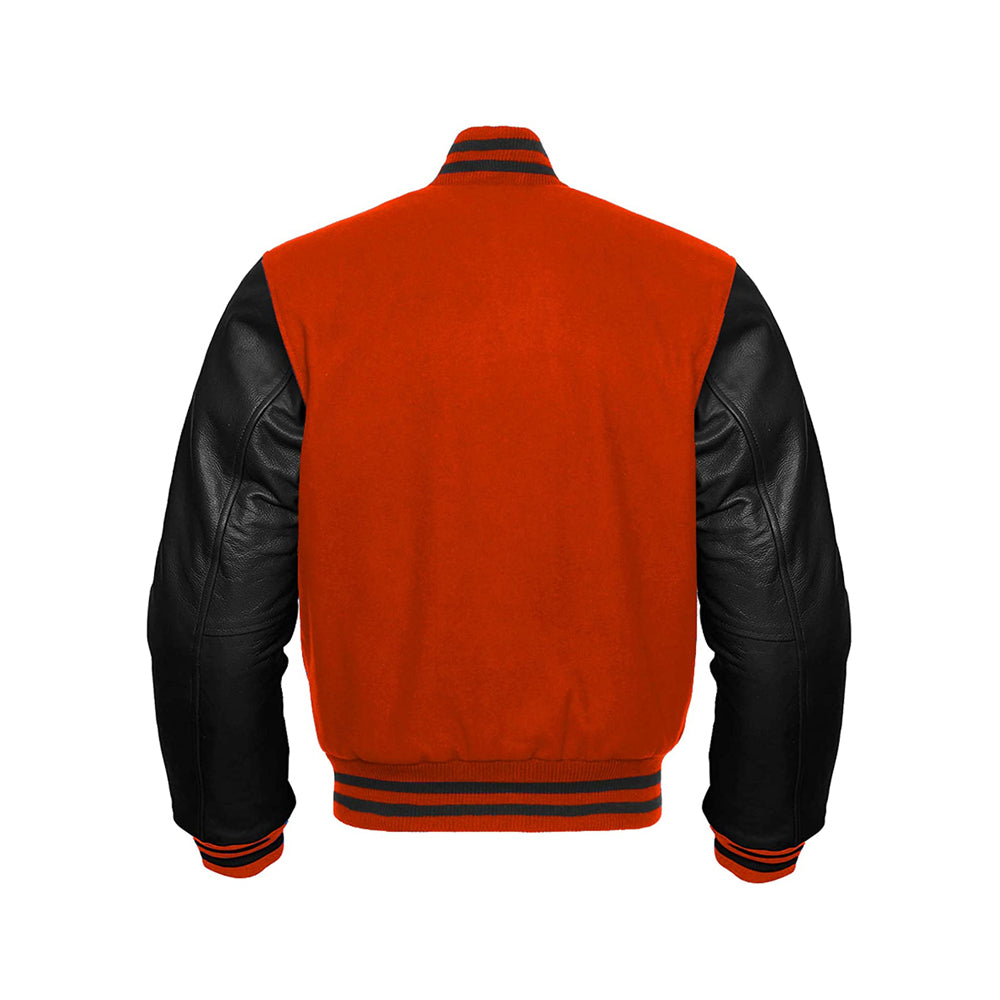 Soft Wool Letterman Jacket With Leather Sleeves