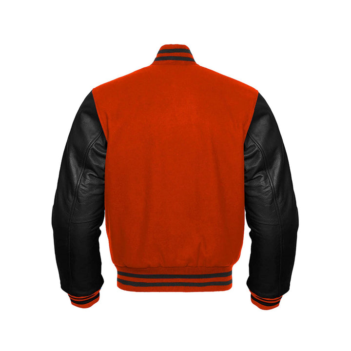 Soft Wool Letterman Jacket With Leather Sleeves