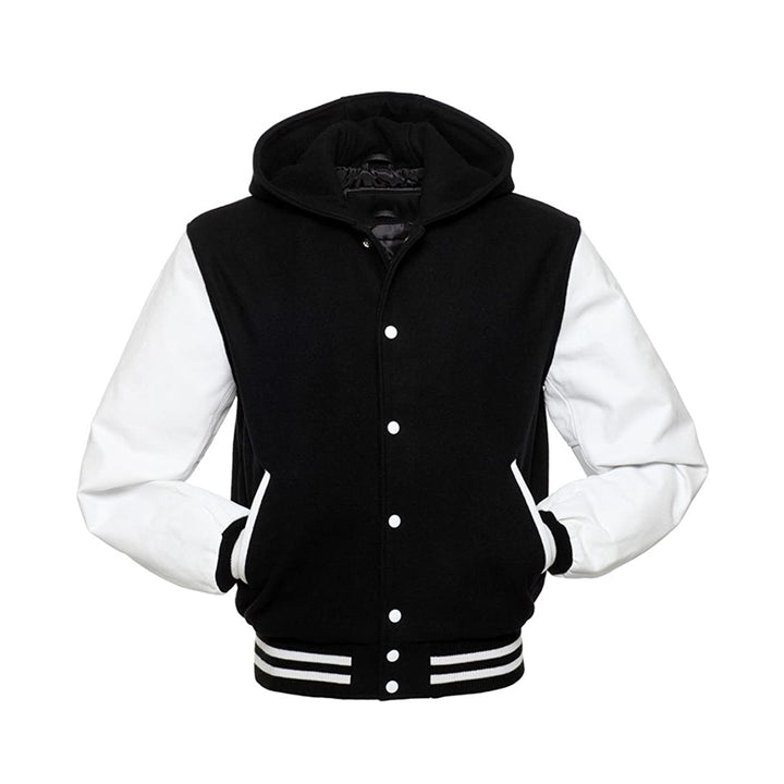 Modren Hoodie Varsity Jacket With Leather Sleeves