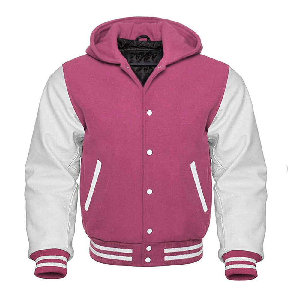 Modren Hoodie Varsity Jacket With Leather Sleeves