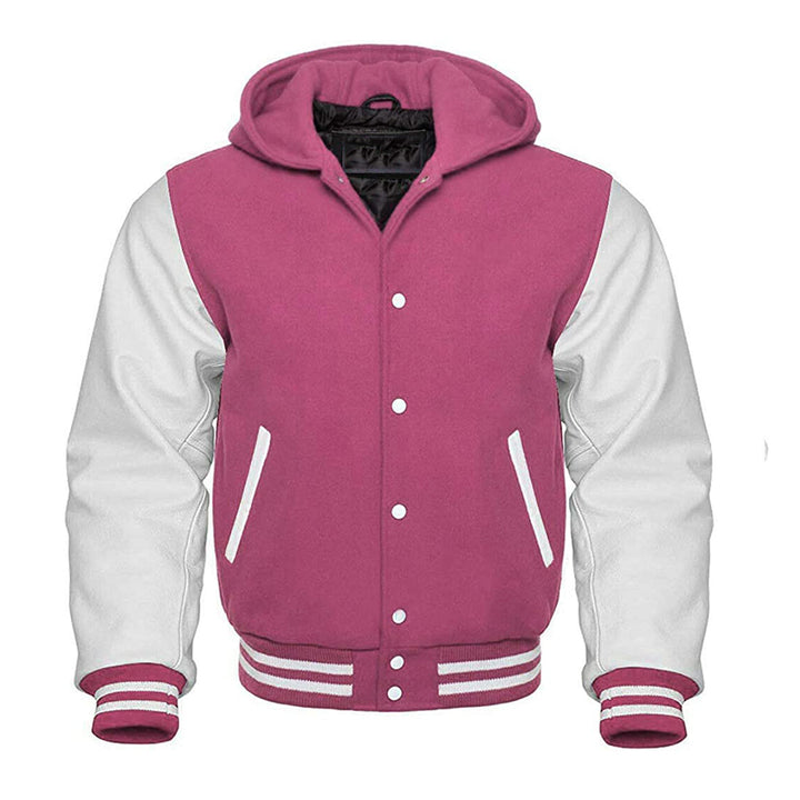 Modren Hoodie Varsity Jacket With Leather Sleeves