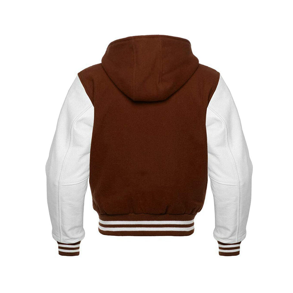 Modren Hoodie Varsity Jacket With Leather Sleeves