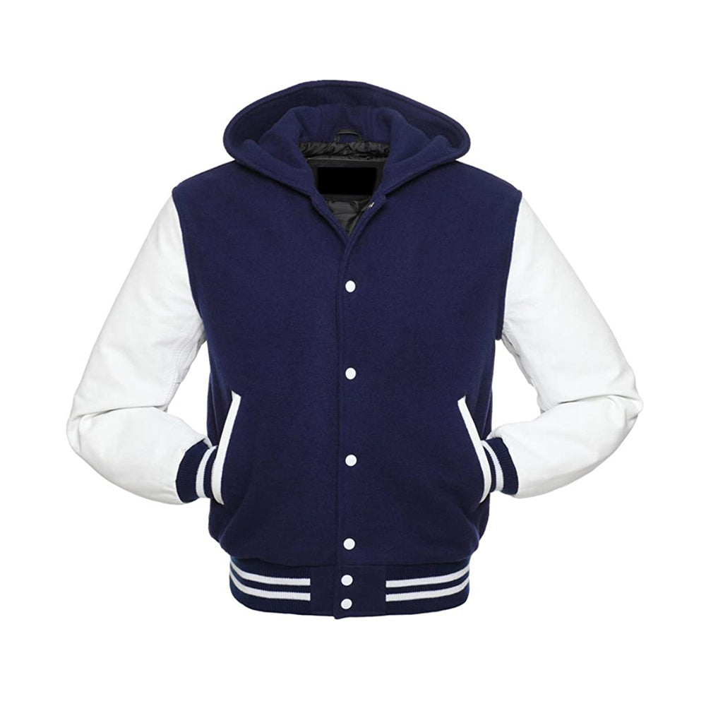 Modren Hoodie Varsity Jacket With Leather Sleeves