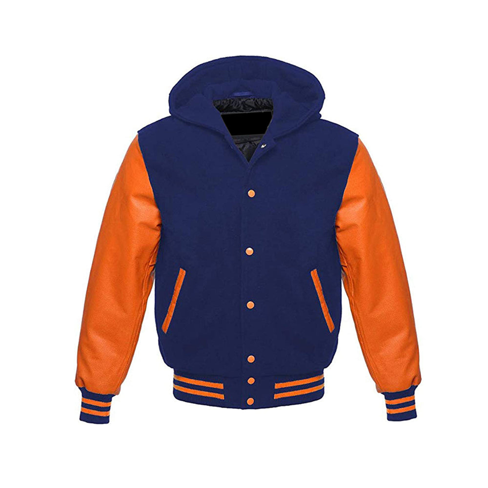 Modren Hoodie Varsity Jacket With Leather Sleeves