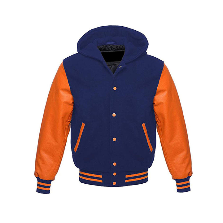 Modren Hoodie Varsity Jacket With Leather Sleeves