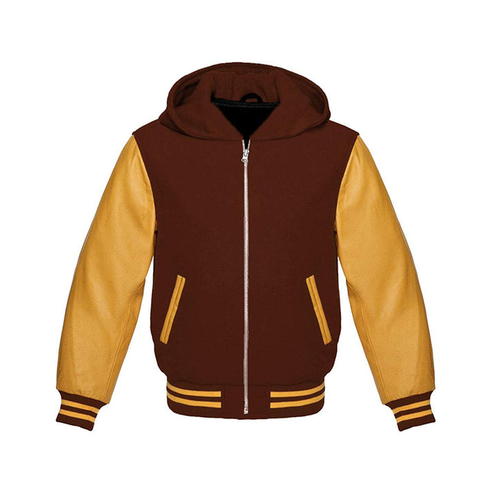 Modren Hoodie Varsity Jacket With Leather Sleeves
