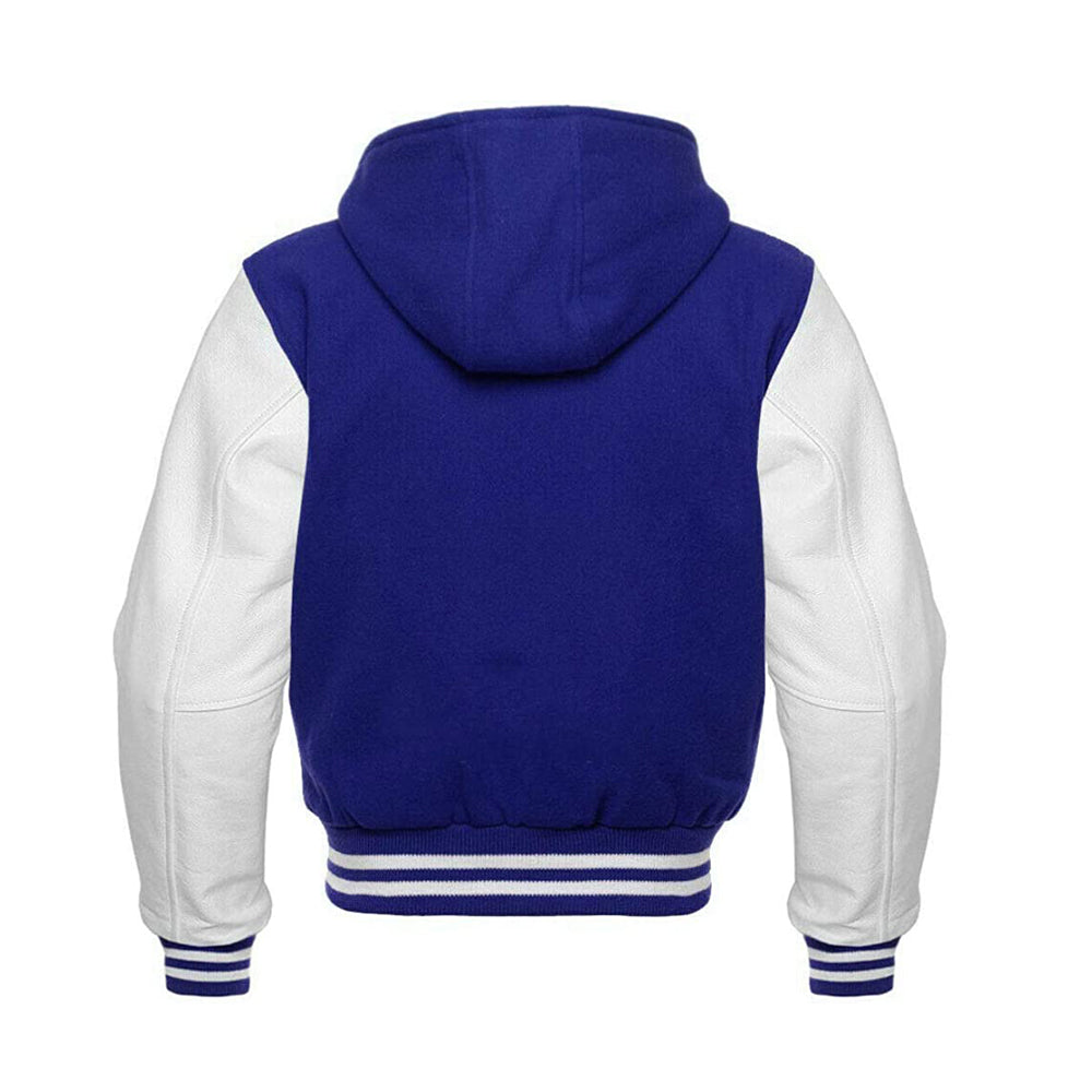 Modren Hoodie Varsity Jacket With Leather Sleeves