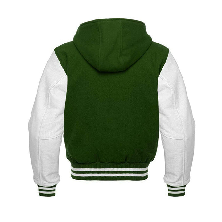 Modren Hoodie Varsity Jacket With Leather Sleeves