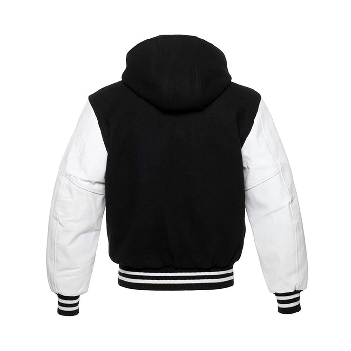 Modren Hoodie Varsity Jacket With Leather Sleeves
