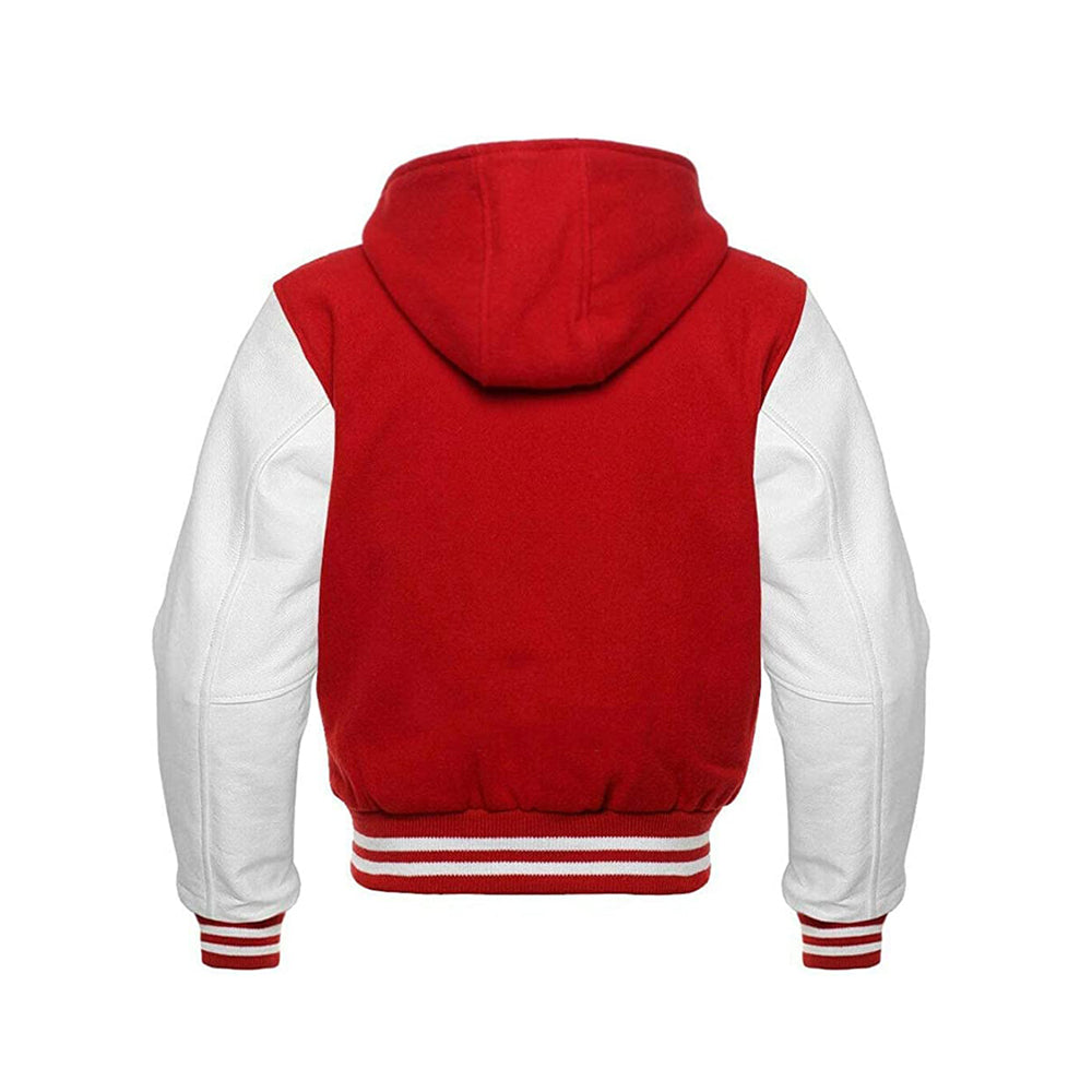 Modren Hoodie Varsity Jacket With Leather Sleeves