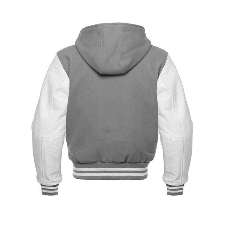 Modren Hoodie Varsity Jacket With Leather Sleeves
