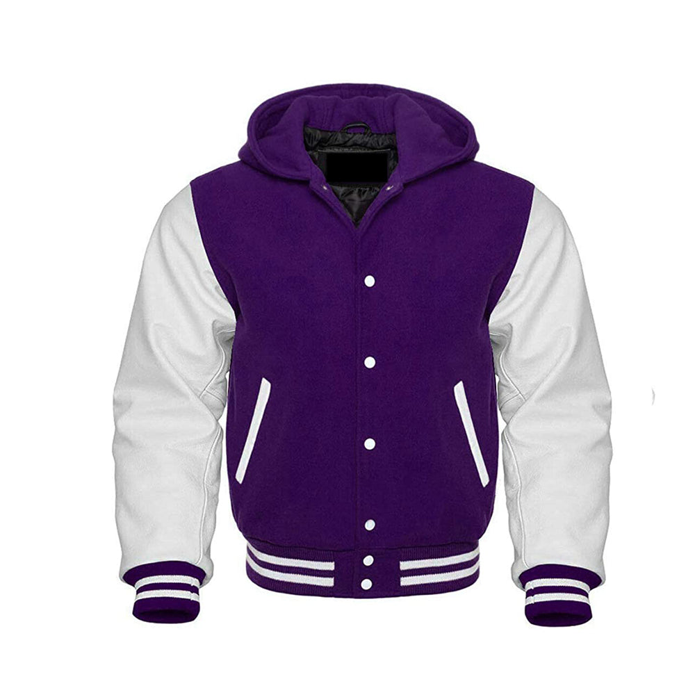 Modren Hoodie Varsity Jacket With Leather Sleeves